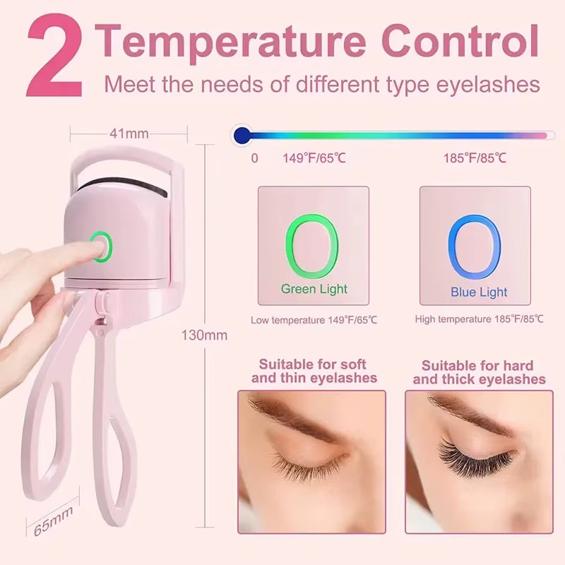 Rechargeable Heated Eyelash Curler with Lcd Display Silicone Pads Eyelash Protection Natural Curling without Damaging Eyelashes